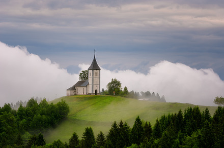 Jamnik church on a hillside containing jamnik, slovenia, and tree