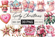 Girly Christmas Watercolor Clipart, an Illustration by Black Bird Studio (Thumbnail 1 of 6)