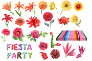 Mexican watercolor flowers.Fiesta., a Texture Illustration by yulia.sukhanova (Thumbnail 6 of 6)