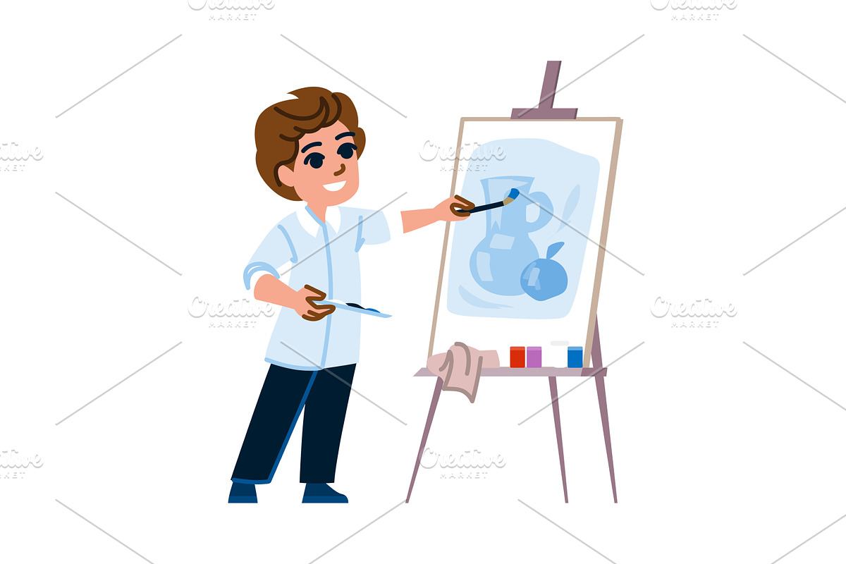 Young artist painting still life on, an Education Illustration by pikepicture