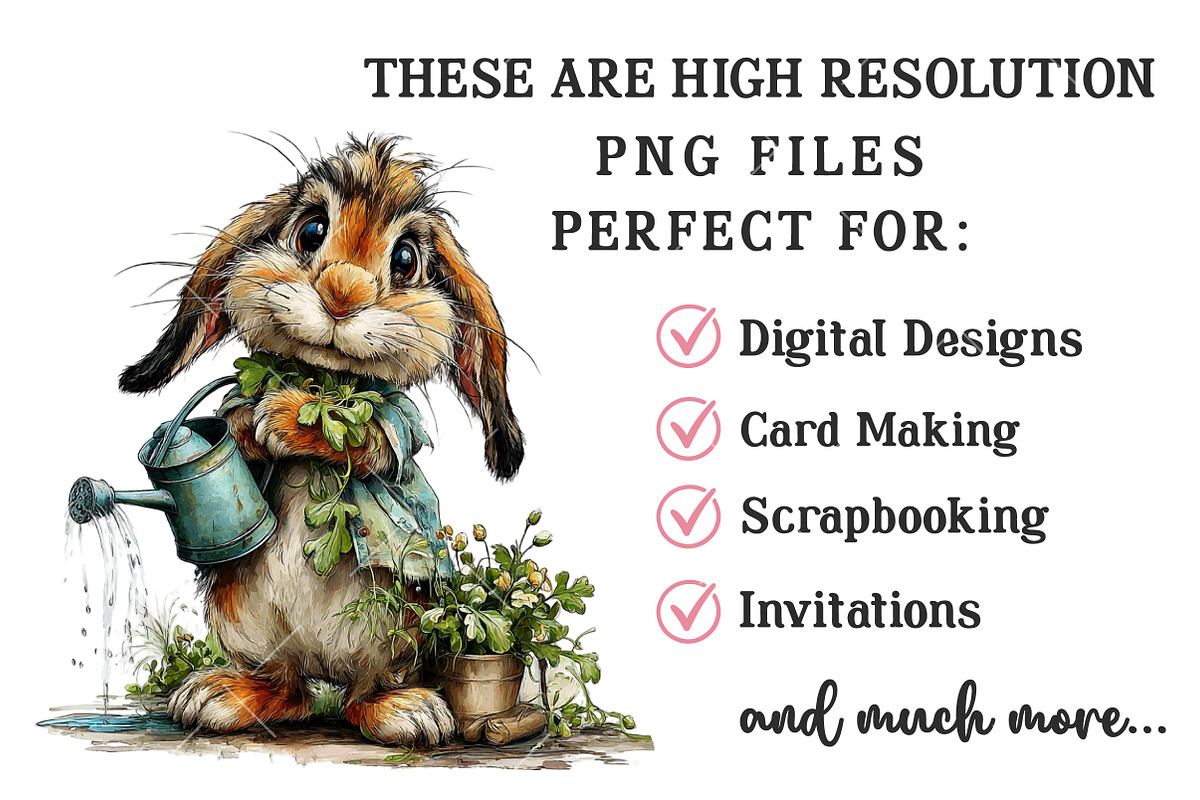 Whimsical Spring Bunny Clipart, an Illustration by OK Design (Photo 6 of 6)