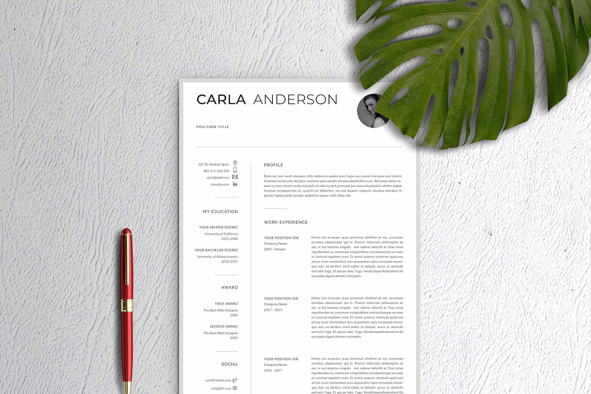 Resume Template / CV, a Resume Template by Peunayah (Photo 1 of 8)