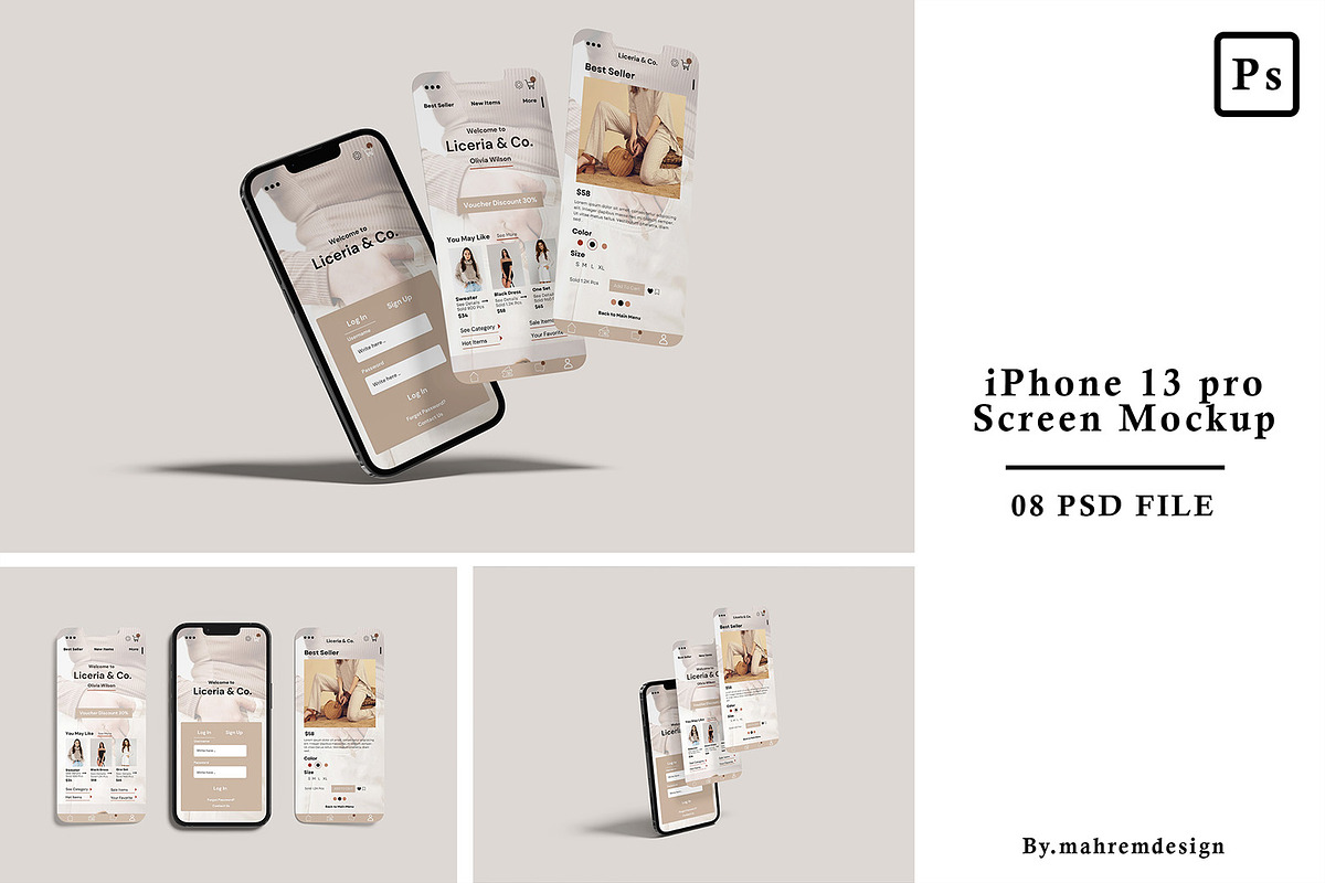 iPhone 13 Pro Screen Mockup, a Device Mockup by mahremdesign (Photo 1 of 10)