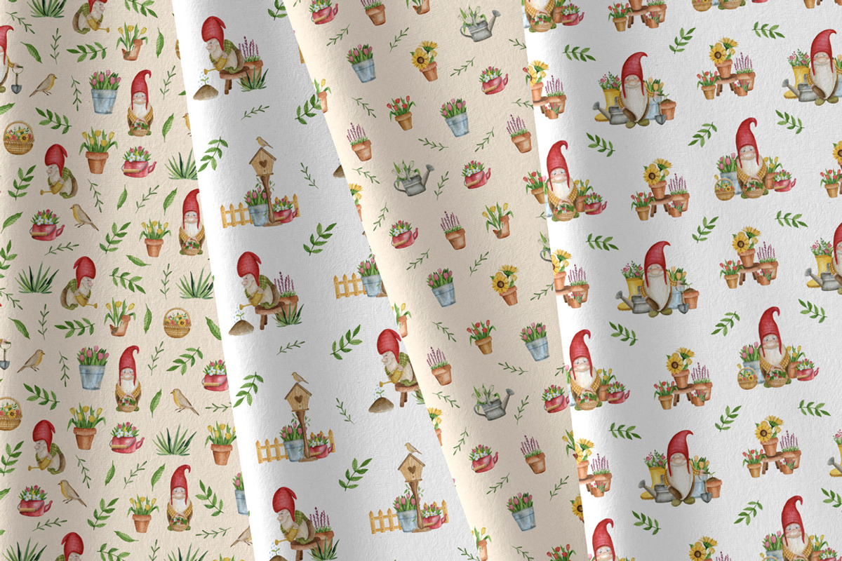 Garden gnomes. Spring watercolor set, an Illustration by JuliaBadeeva (Photo 4 of 6)