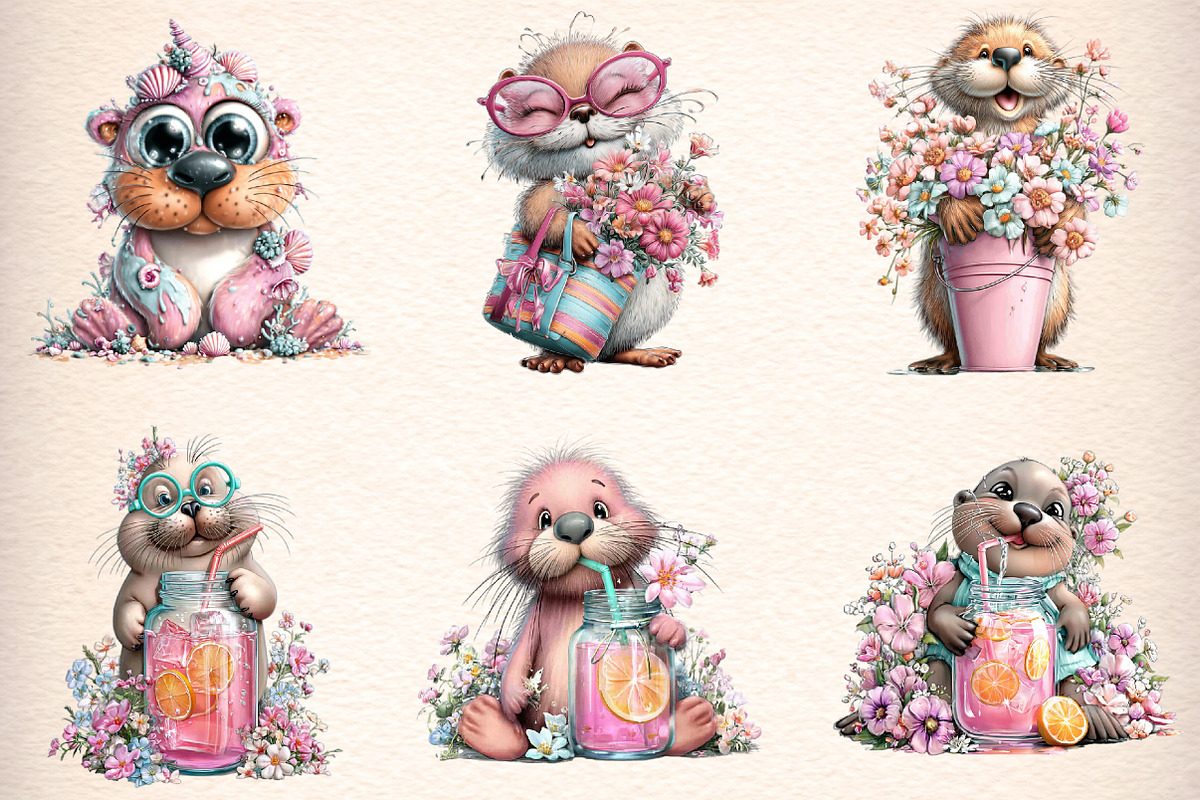 Whimsical Summer Seal Clipart Bundle, an Illustration by Digital Artistic99 (Photo 4 of 11)