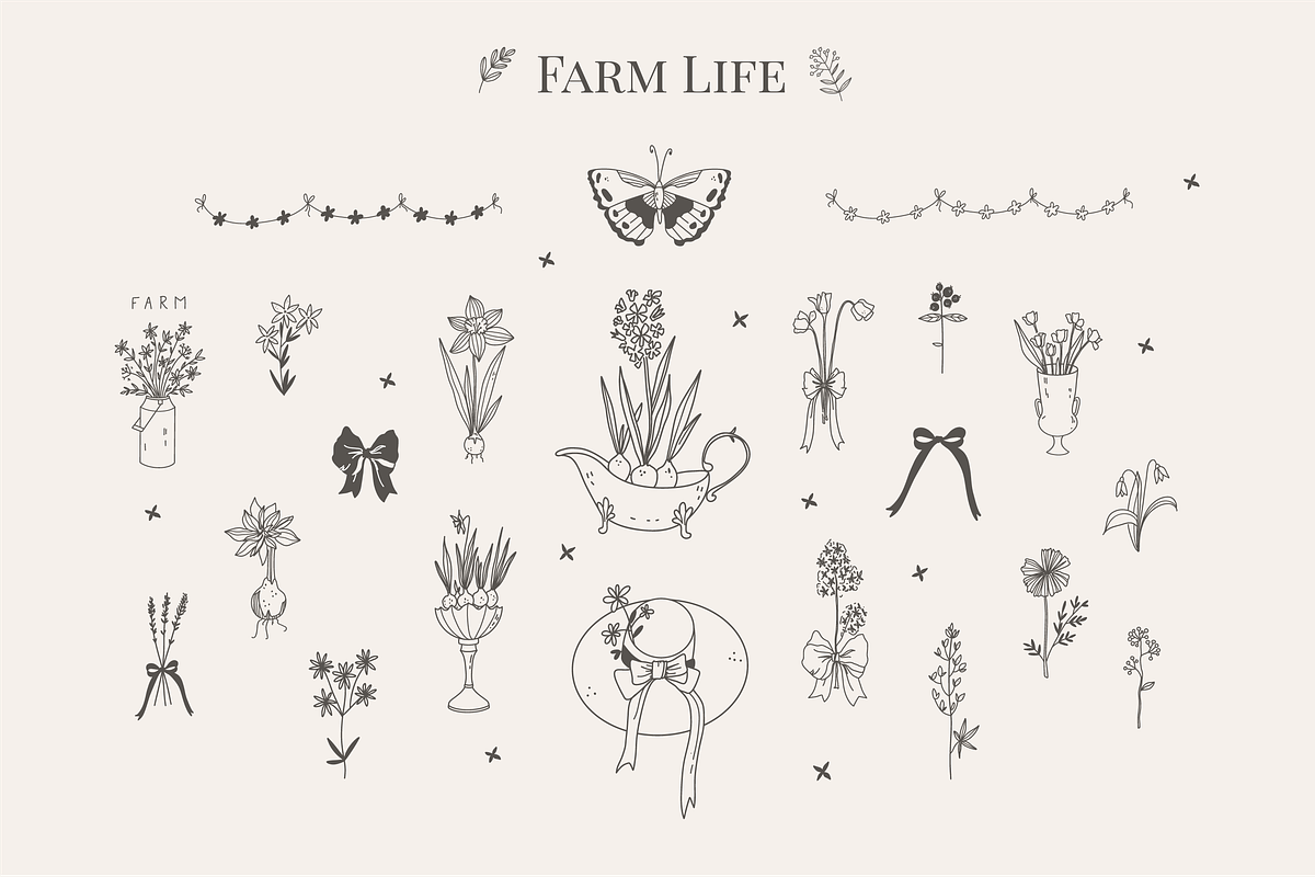Farm Life Nostalgic line doodle icon, a Decorative Illustration by Summer Nightingale Art (Photo 12 of 20)