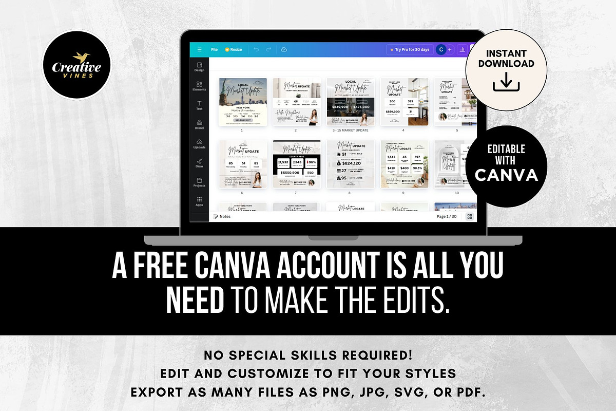 Market Update Instagram Posts Canva, a Social Media Template by CreativeVinesStore (Photo 6 of 6)