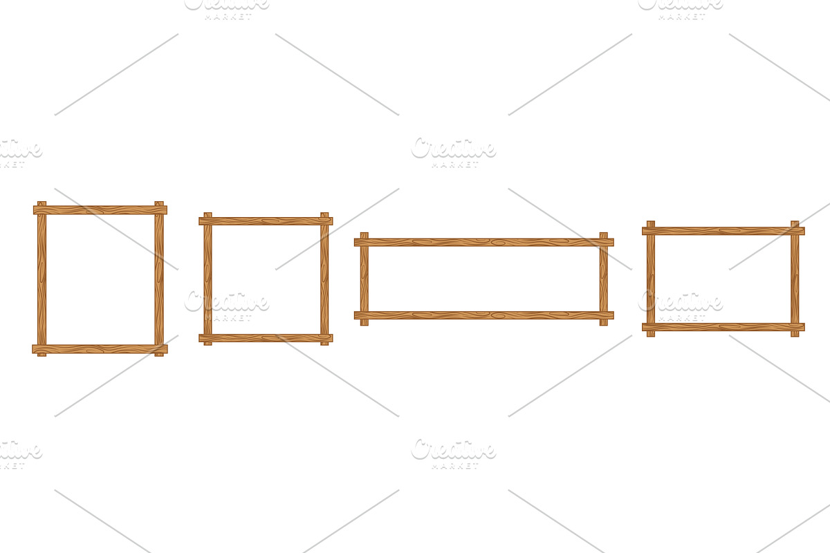Set of wooden frame for pictures and, an Object Illustration by skripnikbb