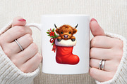Christmas Highland Cow Clipart Bundl, an Illustration by Sublimation Artist (Thumbnail 5 of 6)