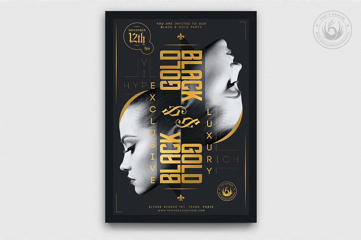 Black and Gold Flyer Template V17, a Flyer Template by ThatsDesignArt (Photo 1 of 8)