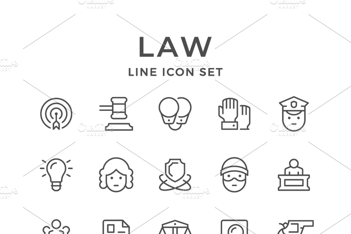 Set line icons of law, an Outline Icon by motorama (Photo 1 of 2)