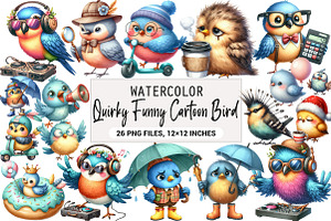 Quirky Funny Cartoon Bird Clipart, an Illustration by DreamArtGraphic