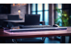 office keyboard table background ai, a Technology Photo by pikepicture