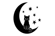 50 Cat Moon Silhouette Vector Bundle, an Illustration by jahid234 (Thumbnail 10 of 51)