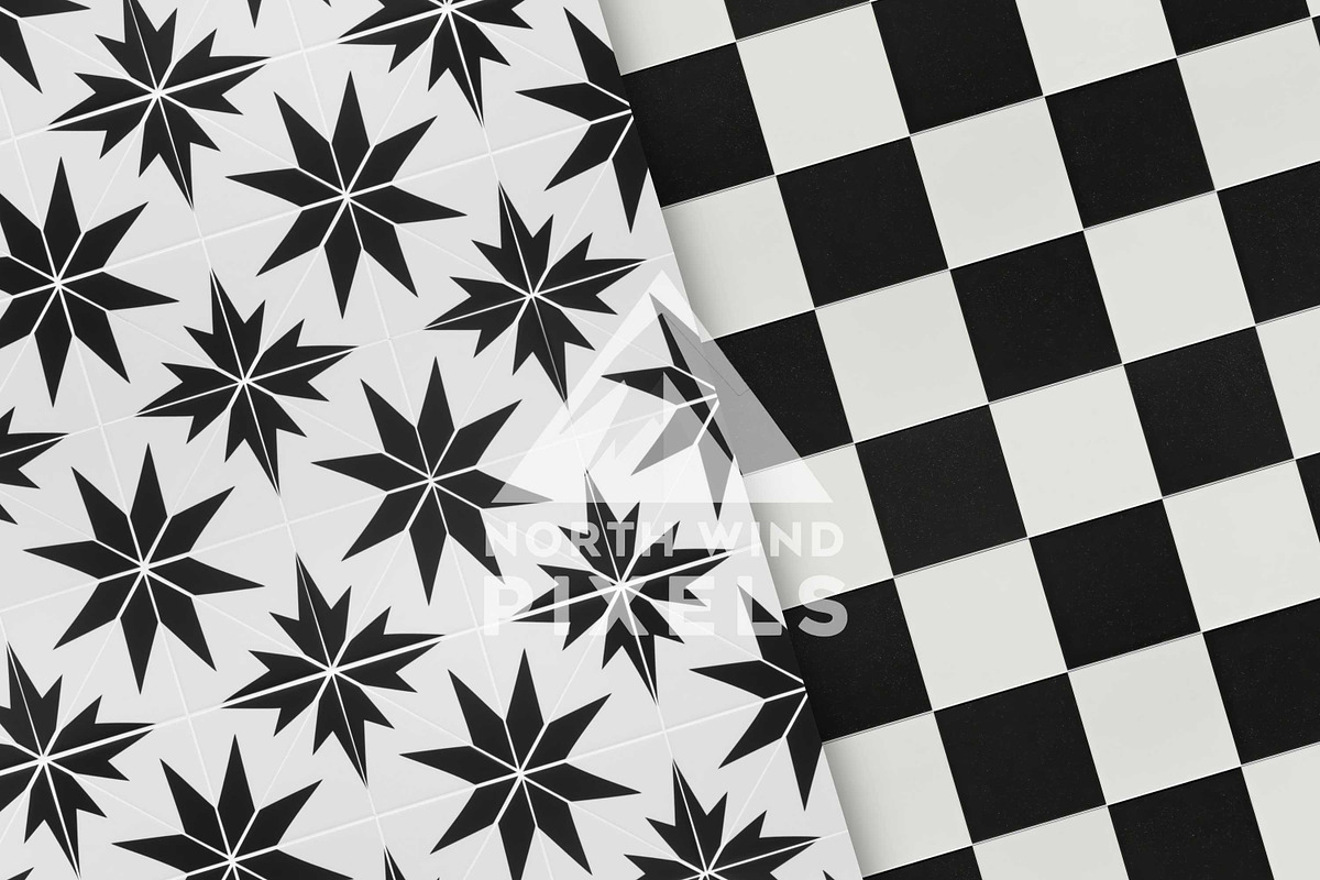 12 Black and White Tile Patterns, a Pattern Graphic by NorthWindPixels (Photo 4 of 4)