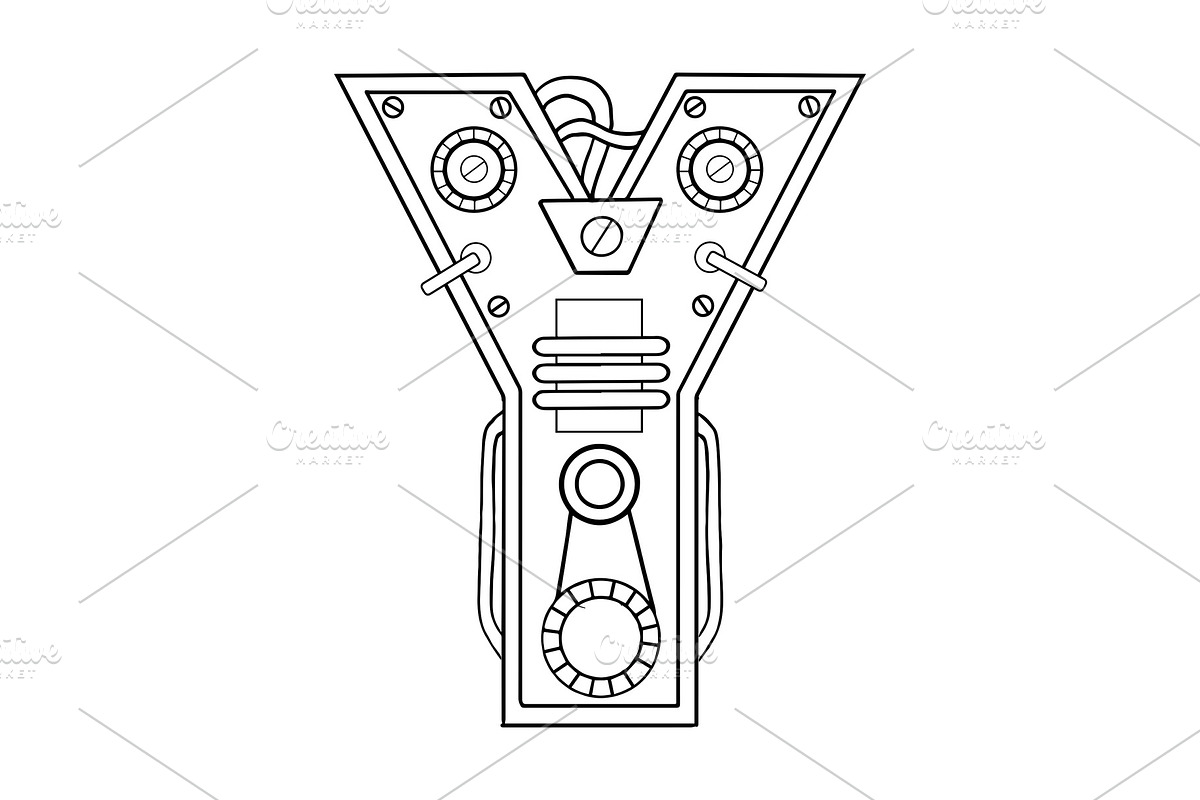 Mechanical letter Y engraving vector illustration, an Illustration by ...