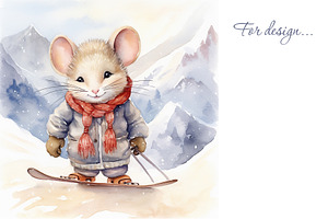 Cute Little Mouse In Winter Clothes