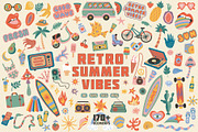 Retro Summer Vibes Clipart Pack, an Object Illustration by IRSYART (Thumbnail 1 of 15)