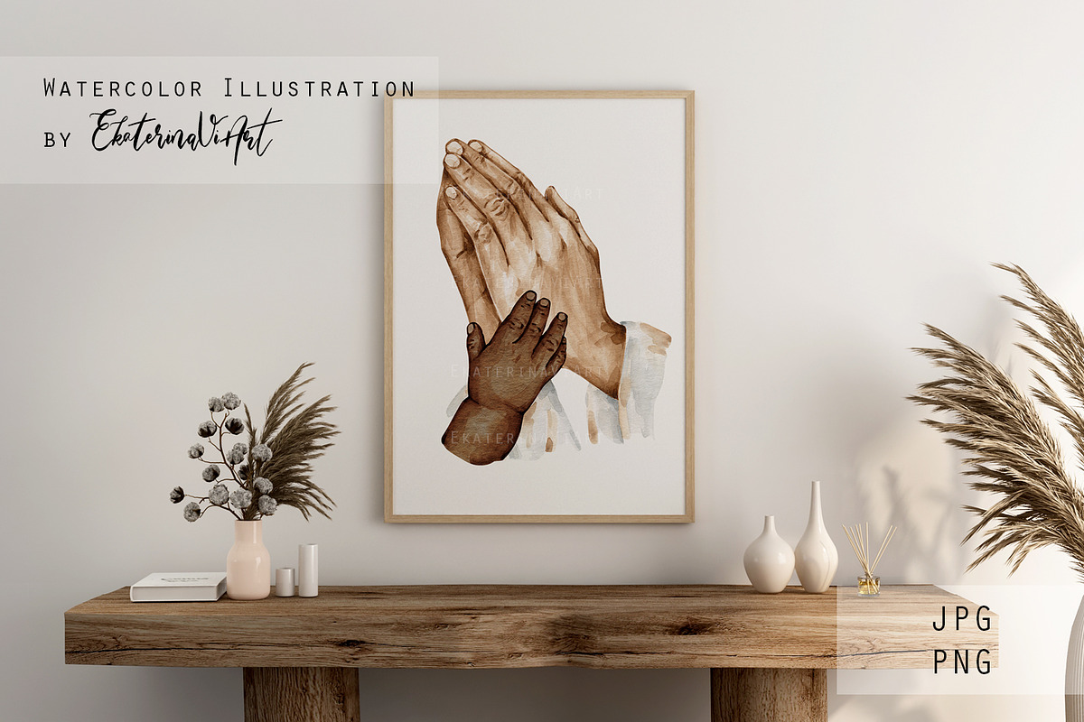Jesus Prays for Us Holding Hands, an Illustration by EkaterinaViArt (Photo 4 of 4)