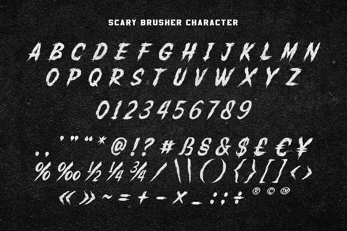 Scary Brusher a Wild Brush Font, a Blackletter Font by Blankids Studio (Photo 8 of 9)