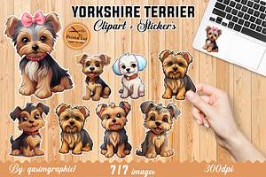 Cute Yorkshire Terrier Puppy Sticker