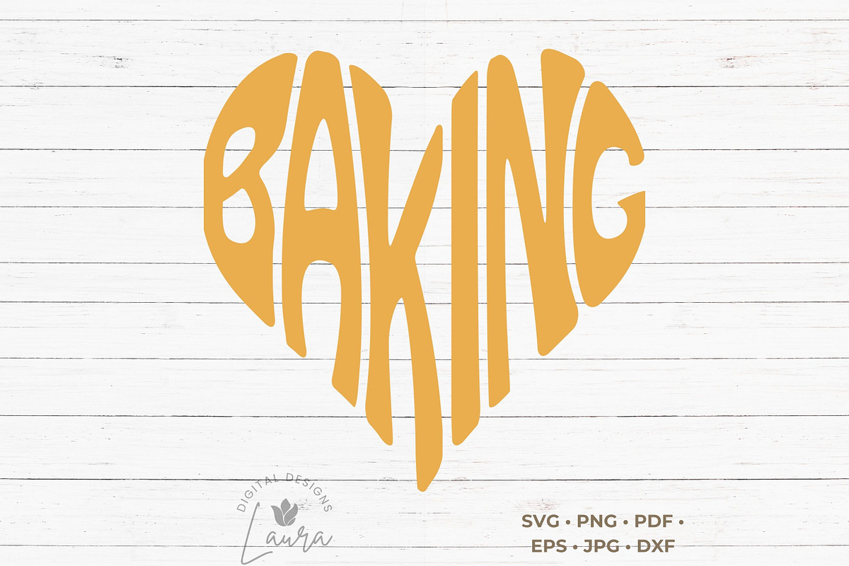Baking Heart Word Art SVG Cut File, an Object Graphic by DigitalDesignsLaura