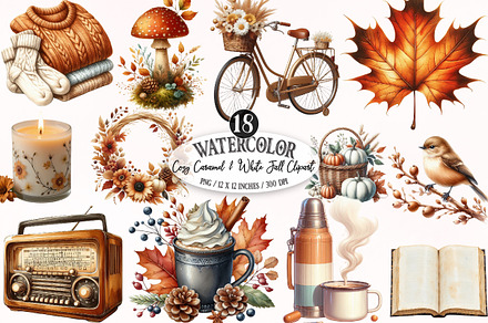 Cozy Caramel & White Fall Clipart, a Graphic by Designking
