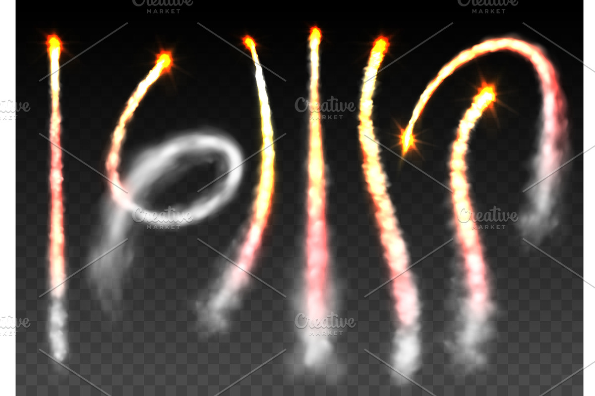 Missile launch fire. Realistic space, an Object Illustration by Frogella