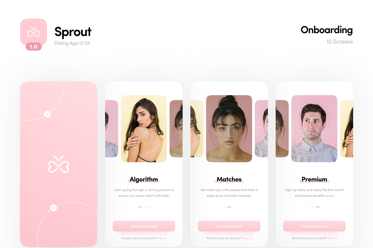 Sprout Dating App UI Kit, an App Template by Defects (Photo 3 of 7)