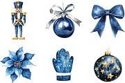 Watercolor Navy Christmas Clipart, a Work Illustration by CraftArtStudio (Thumbnail 3 of 6)