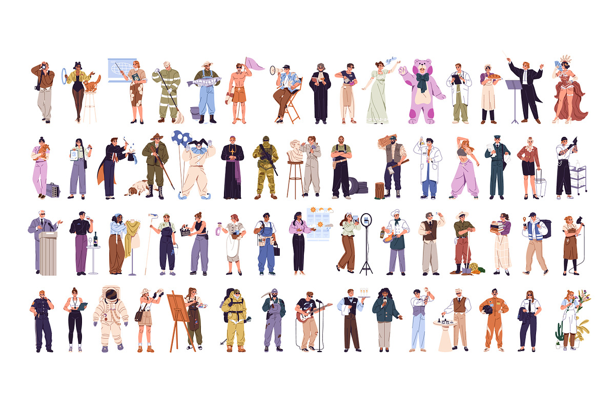 People of different professions set, a Work Illustration by PaperTrident (Photo 1 of 22)
