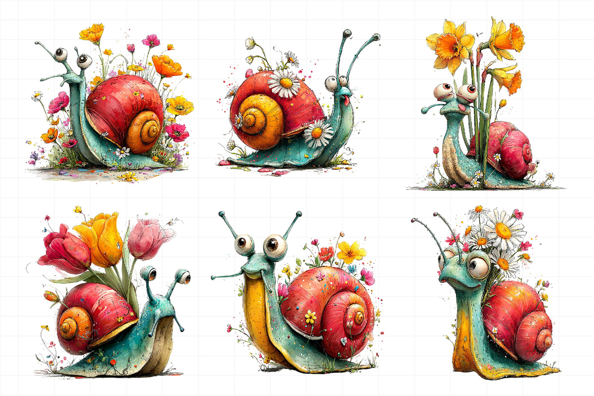 Whimsical Spring Snail Clipart, an Illustration by Daily.Designs (Photo 8 of 8)