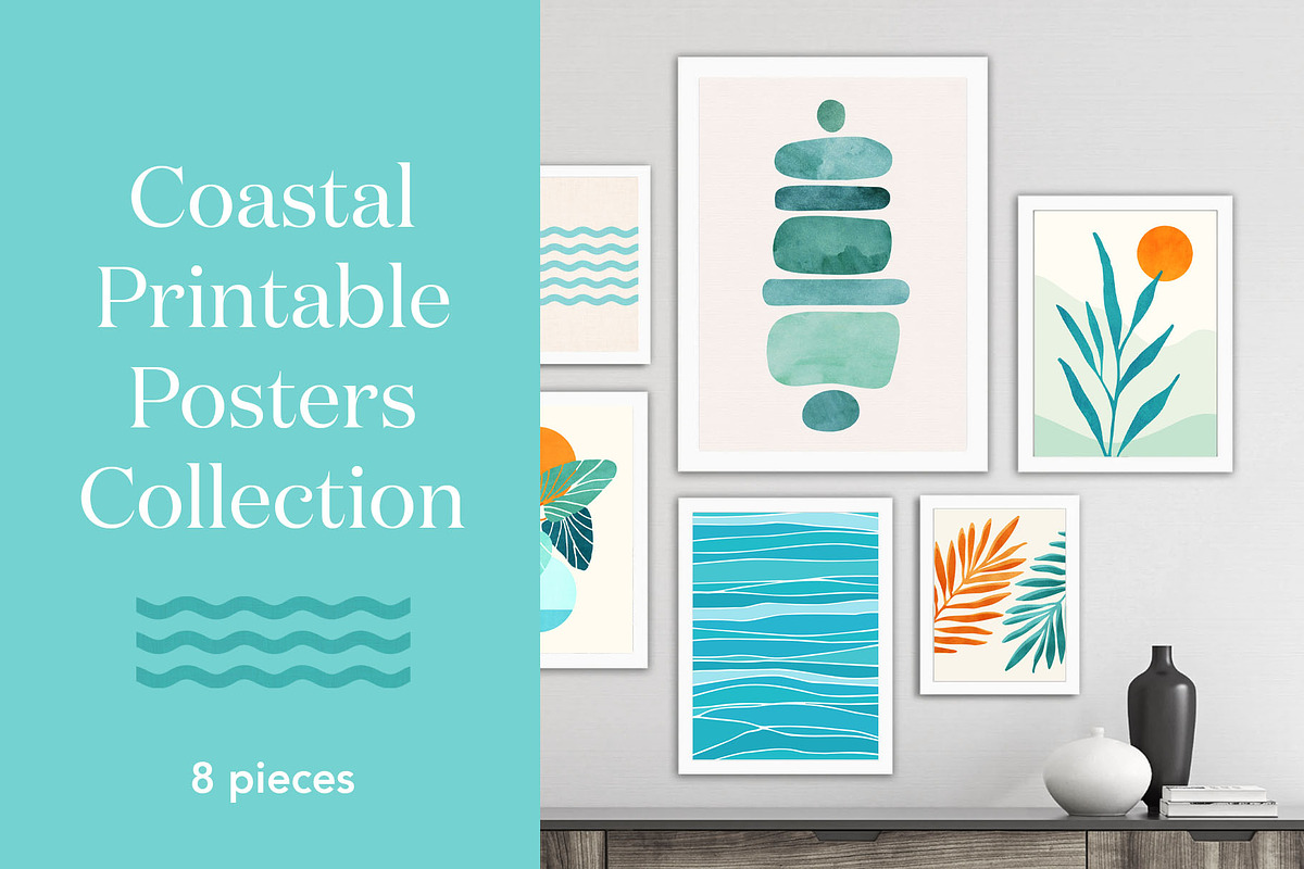 Coastal Art Posters Pack, a Decorative Illustration by kristiangallagher (Photo 1 of 3)
