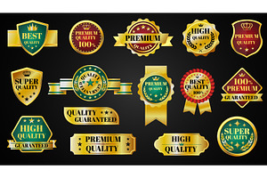 Golden labels. Premium quality, an Illustration by YummyBuum