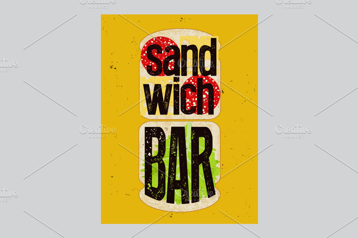 Sandwich Bar grunge vector posters., a Food Illustration by PoPaShop (Photo 2 of 7)