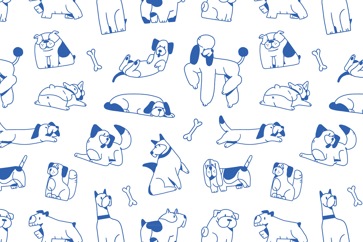 Funny doodle dogs, line art set, an Animal Illustration by PaperTrident (Photo 4 of 4)