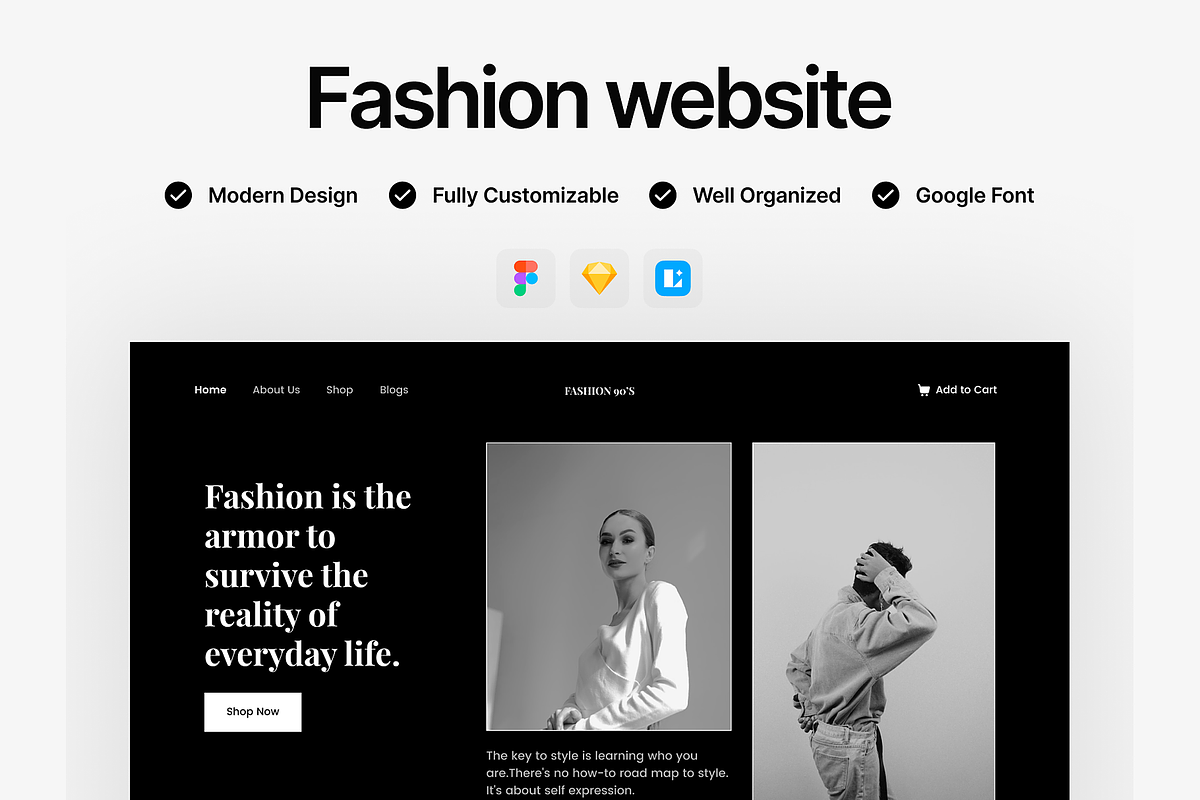 Fashion Website Free UI Kit, an UI Kit Template by DjectStudio (Photo 1 of 7)