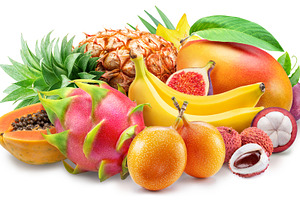 Fresh exotic tropical fruits, a Food & Drink Photo by Volff