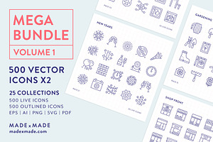 Mega Bundle Vol 1 Line Icons, an Outline Icon by Made by Made
