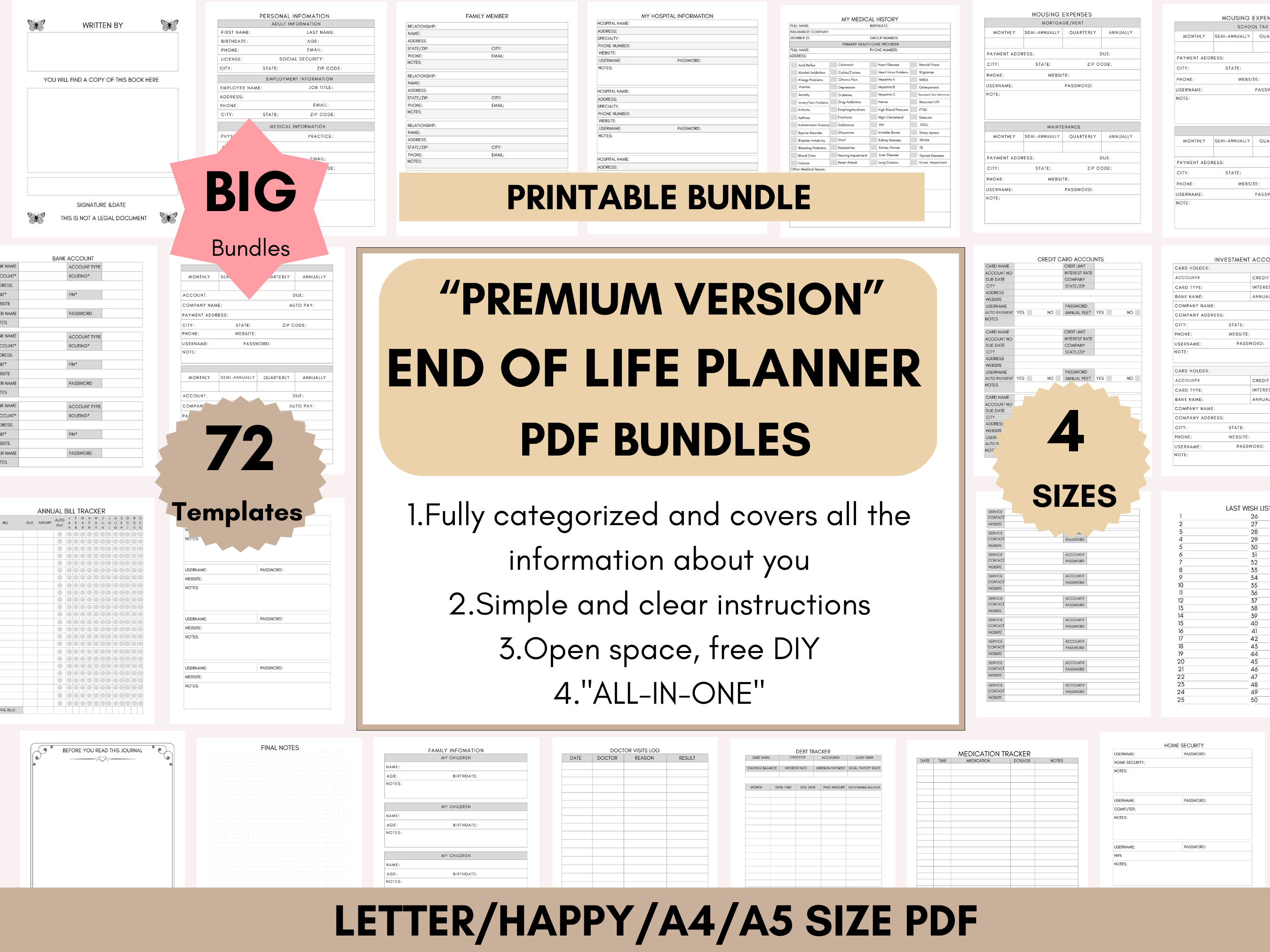 End of Life Planner Template Bundle