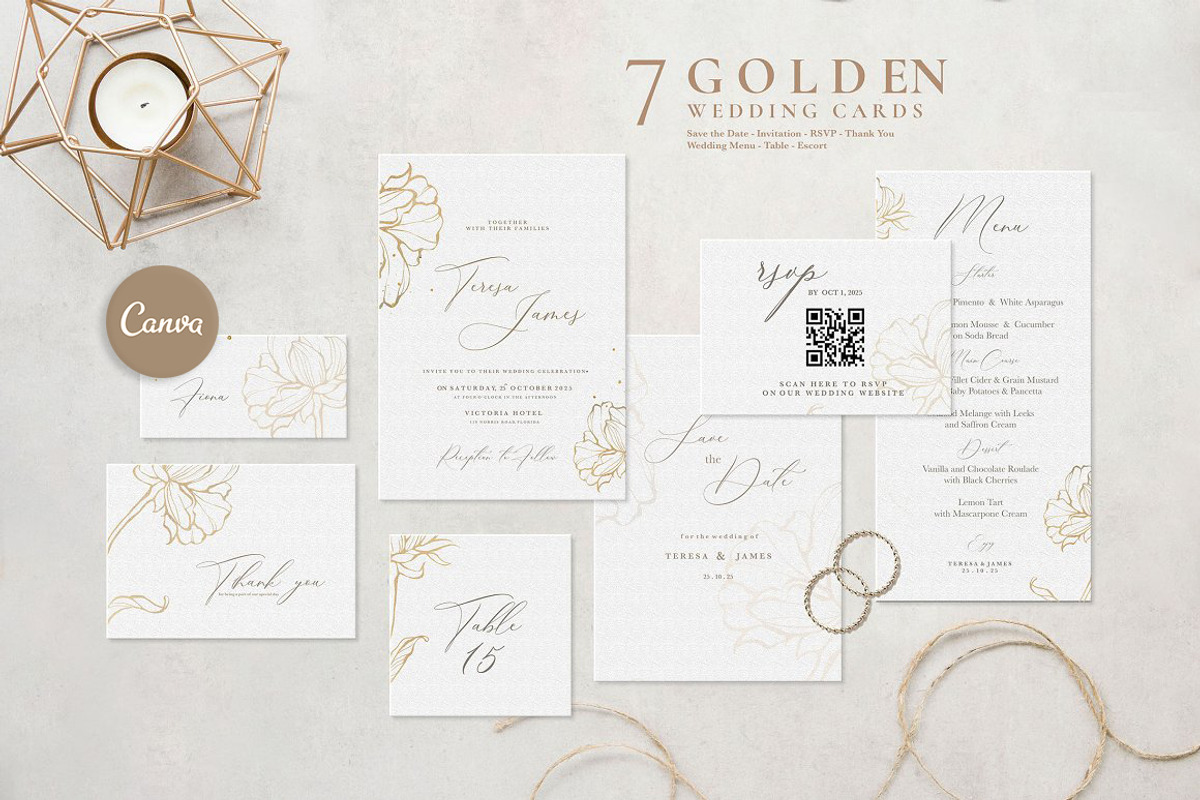 Golden (Wedding Suite), an Invitation Template by EvitePapery (Photo 1 of 8)