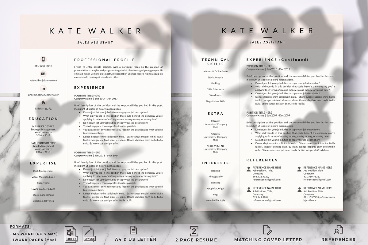 Sales Resume + Cover Letter format, a Resume Template by HIRED Design Studio (Photo 2 of 11)