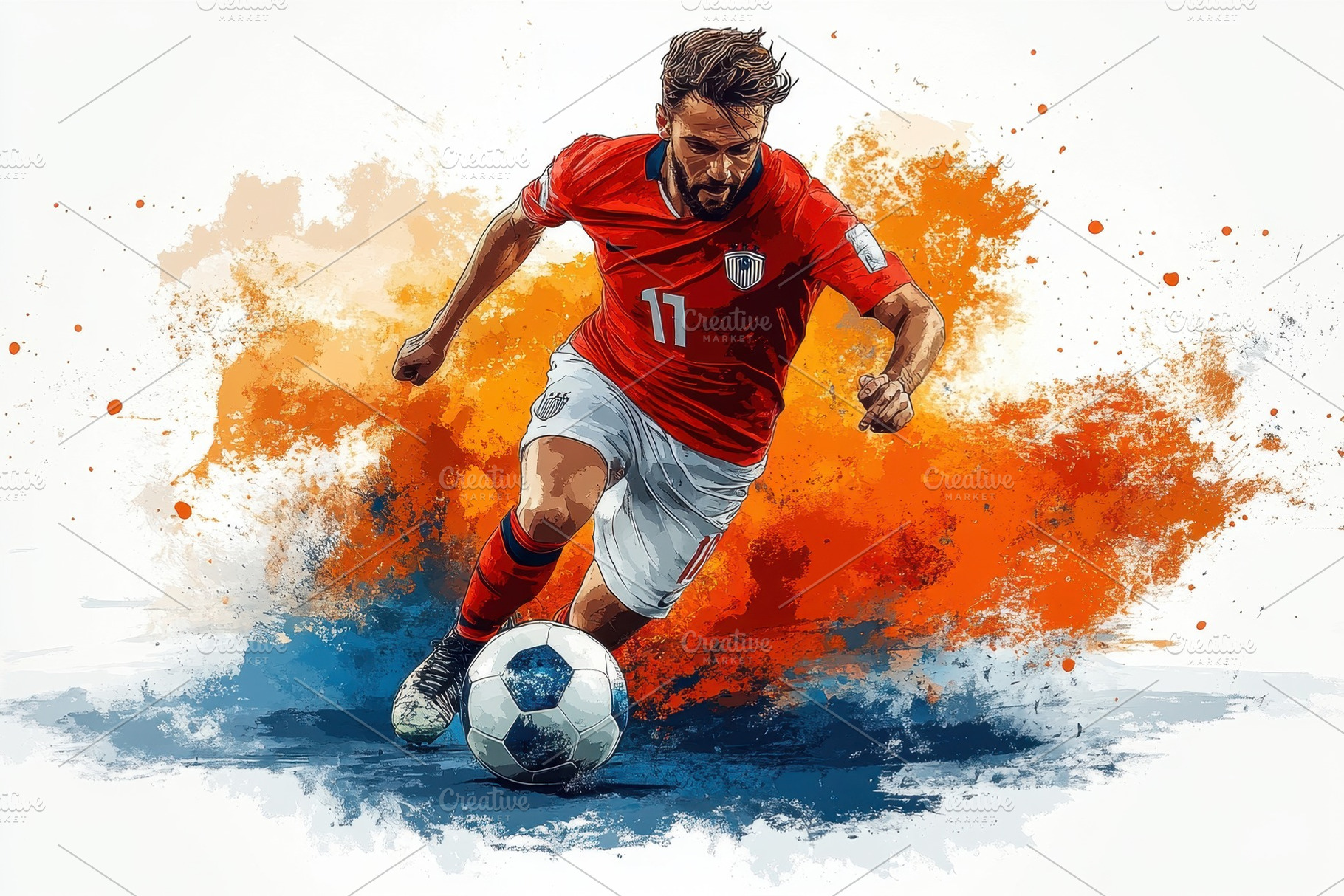 Soccer player in action during a mat, a Photo by Tanuart