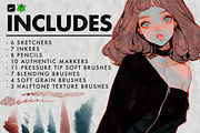 Anime Soft Style Procreate Brushes, a Brush Add-On by Nuclear Brushes (Thumbnail 2 of 7)