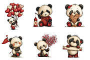 Quirky Valentines Panda Clipart, an Illustration by Dream Creation (Thumbnail 2 of 7)