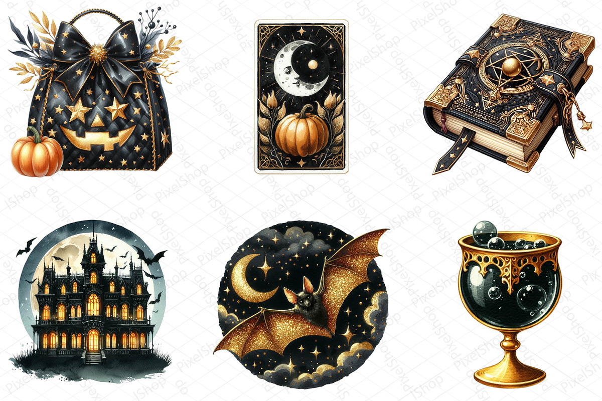 Luxury Black and Gold Halloween Clip, an Illustration by DreamPrint404 (Photo 4 of 5)