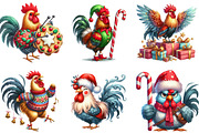 Christmas Funny Rooster Clipart, an Illustration by DreamArtGraphic (Thumbnail 3 of 3)
