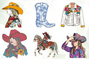 Cute Chinoiserie Cowgirl Sublimation, an Illustration by CreationArt (Thumbnail 5 of 6)