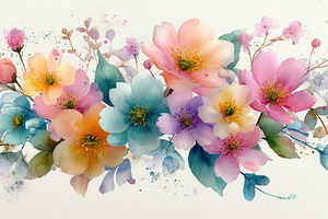 Watercolor Floral Bouquet Pastel Blo, a Photo by Pixeness Studio