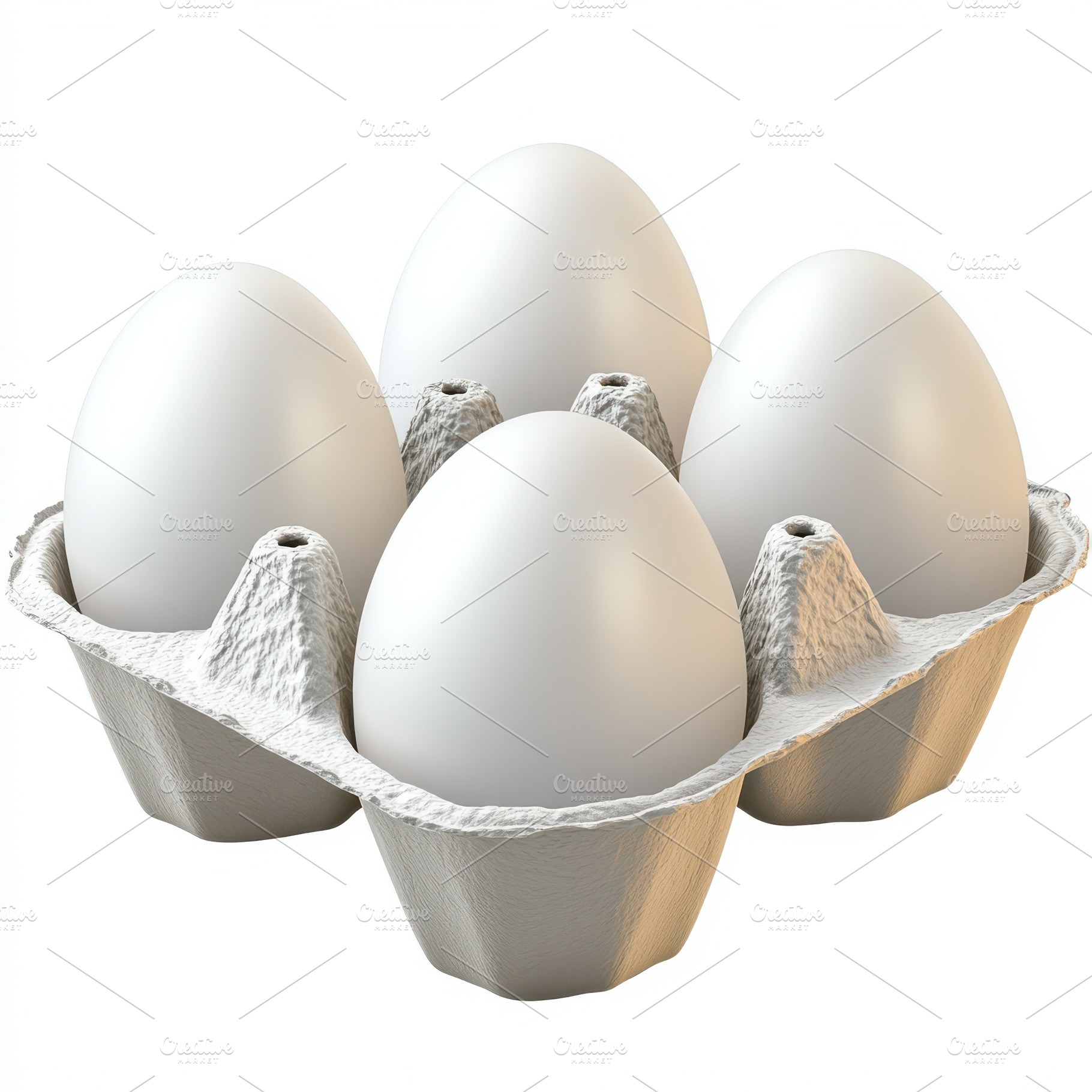 Realistic Eggs in a carton, isolated, an Abstract Photo by Pixeness Studio